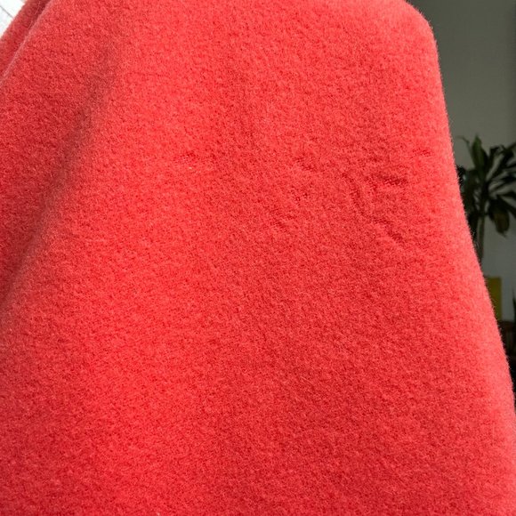 Vintage Red italian 60s swing wool coat with real fur collar S/M - Picture 9 of 9